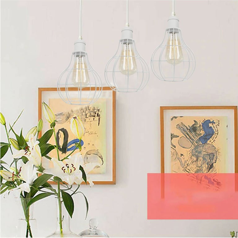 Modern Loft Vintage Industrial Retro Wire Cage Shade Pendant Light - E27 Lamp Base Home Decor Lighting