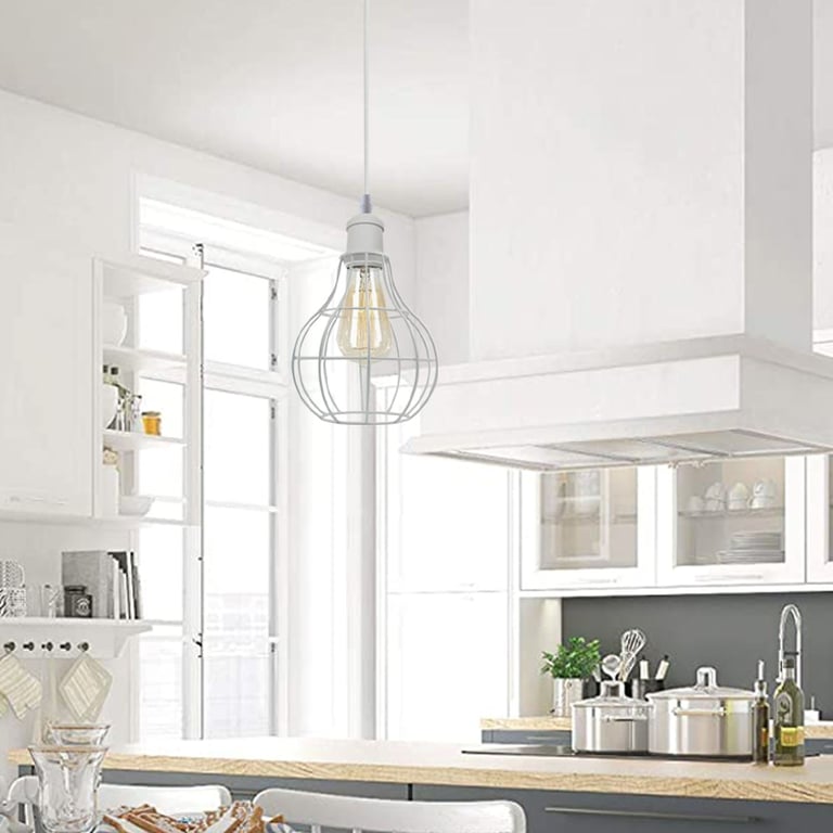 Modern Loft Vintage Industrial Retro Wire Cage Shade Pendant Light - E27 Lamp Base Home Decor Lighting