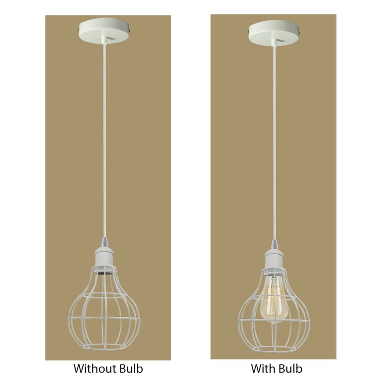 Modern Loft Vintage Industrial Retro Wire Cage Shade Pendant Light - E27 Lamp Base Home Decor Lighting