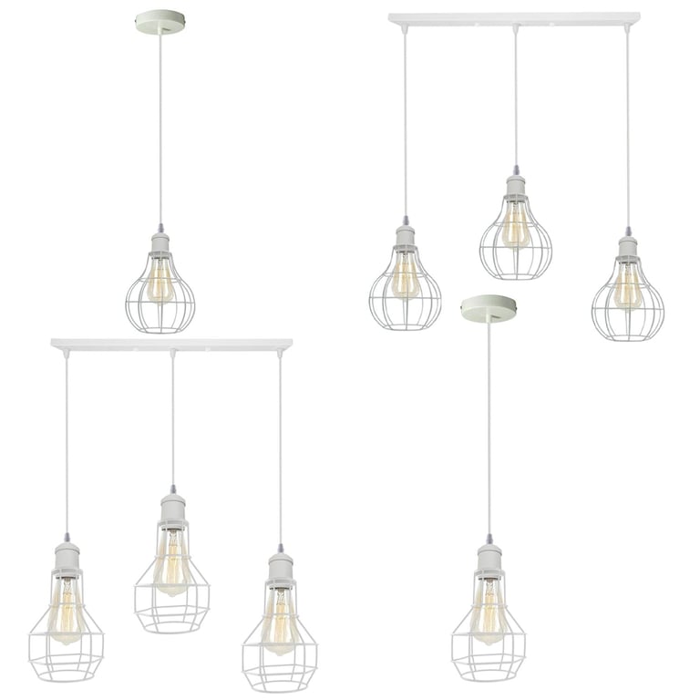 Modern Loft Vintage Industrial Retro Wire Cage Shade Pendant Light - E27 Lamp Base Home Decor Lighting