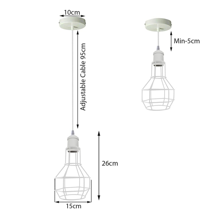 Modern Loft Vintage Industrial Retro Wire Cage Shade Pendant Light - E27 Lamp Base Home Decor Lighting