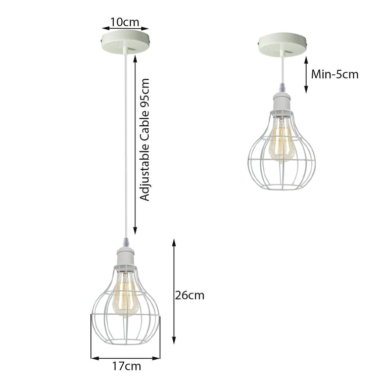 Modern Loft Vintage Industrial Retro Wire Cage Shade Pendant Light - E27 Lamp Base Home Decor Lighting