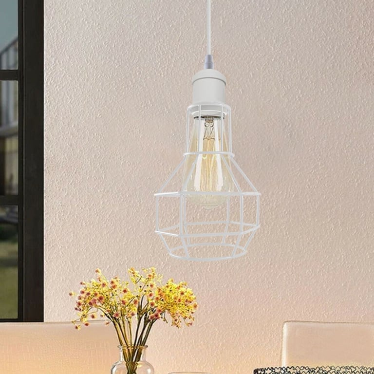 Modern Loft Vintage Industrial Retro Wire Cage Shade Pendant Light - E27 Lamp Base Home Decor Lighting