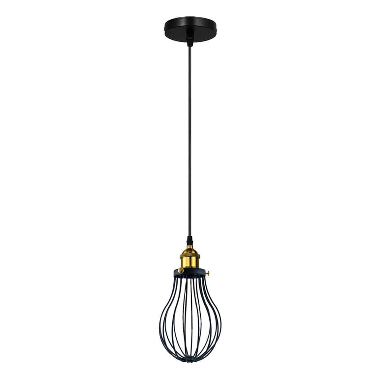 Modern Vintage Industrial Black Metal Wire Cage E27 Pendant Light Fixture