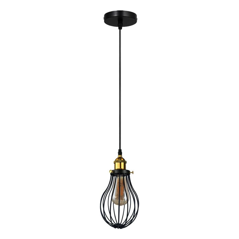 Modern Vintage Industrial Black Metal Wire Cage Loft Pendant Lamp