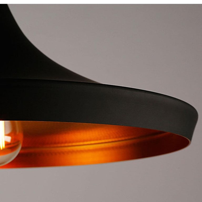 Vintage Golden Interior Elegant Wide Ceiling Pendant Light - Adjustable Industrial Retro Metal Shade