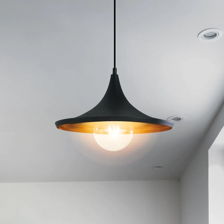 Vintage Golden Industrial Metal Ceiling Pendant Light - Adjustable and Elegant