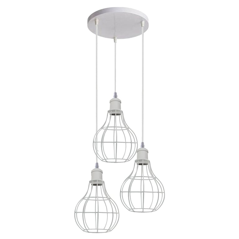 Vintage Industrial Metal Cage 3-Way LED Hanging Lamp - Modern Retro Pendant Lighting