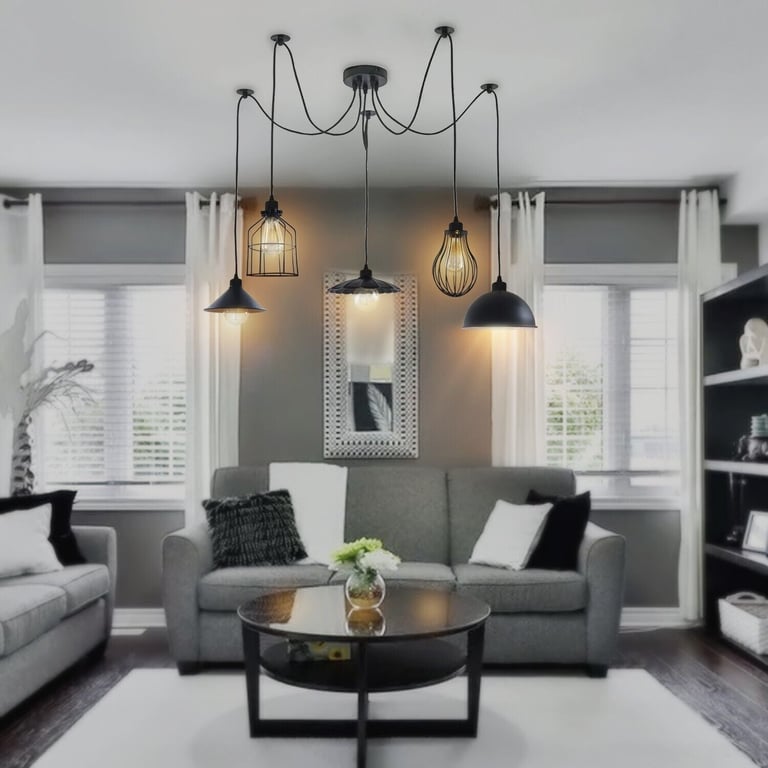 Vintage Industrial 5Way Ceiling Lamp Shade Chandelier Retro Pendant Light
