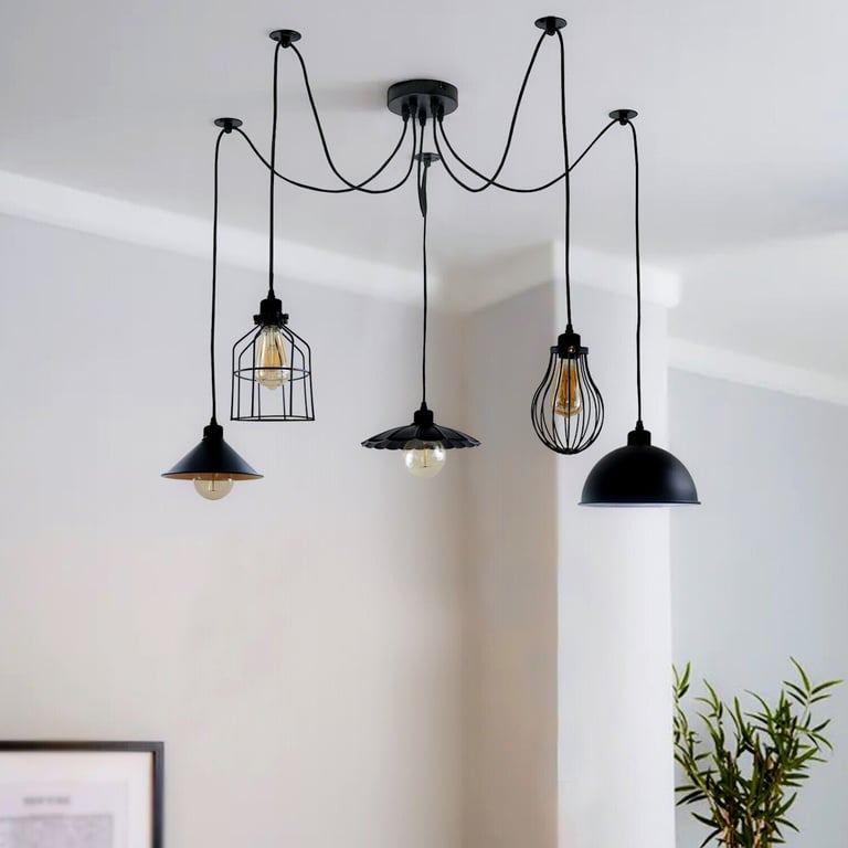 Vintage Industrial 5Way Ceiling Lamp Shade Chandelier Retro Pendant Light