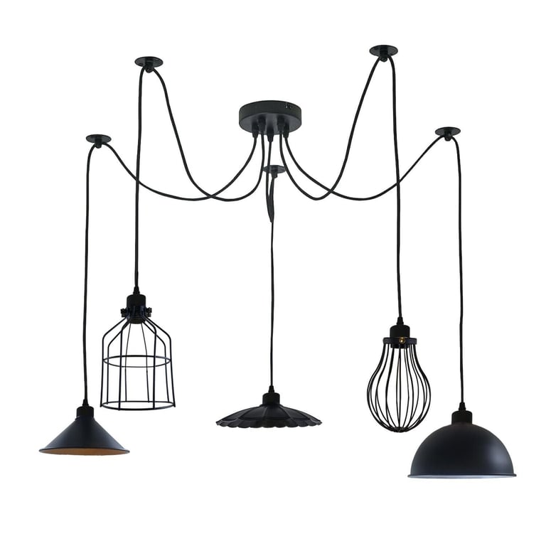 Vintage Industrial 5Way Ceiling Lamp Shade Chandelier Retro Pendant Light