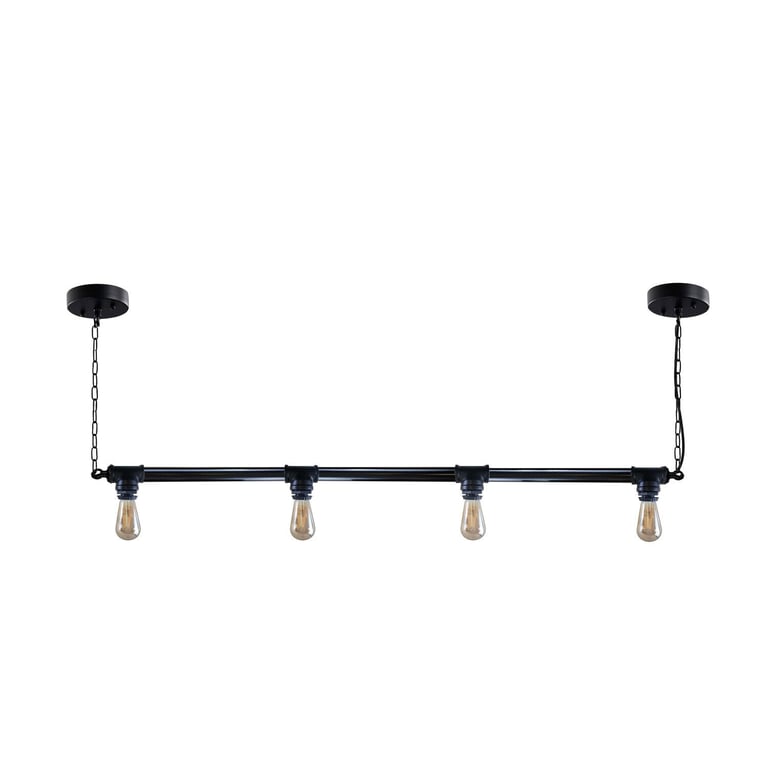Industrial Vintage Pendant Downlight Hanging Ceiling 4way Black Pipe Lamp - Unique Antique Style Lighting Fixture for Restaurant Cafe Home Decor