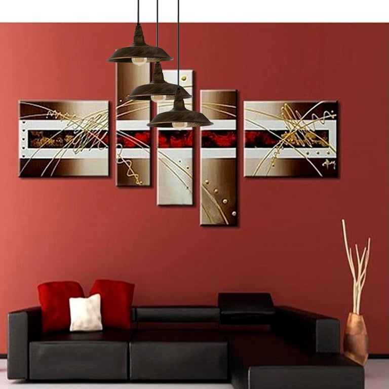 Brushed Brass 3-Light Pendant Set - Retro Home Decor Lighting Fixture E27 Compatible
