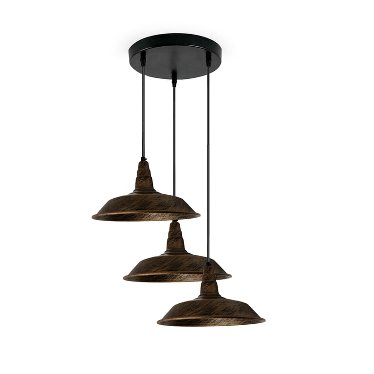 Brushed Brass 3-Light Pendant Set - Retro Home Decor Lighting Fixture E27 Compatible