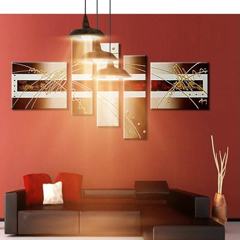 Brushed Brass 3-Light Pendant Set - Retro Home Decor Lighting Fixture E27 Compatible