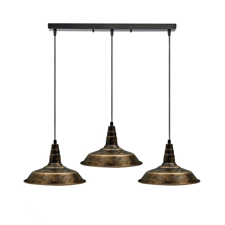Industrial Vintage 3 Head Brushed Copper Pendant Light - Retro Style Home Decor Lighting