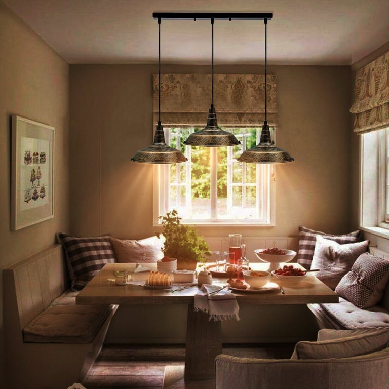 Industrial Vintage 3 Head Brushed Copper Pendant Light - Retro Style Home Decor Lighting