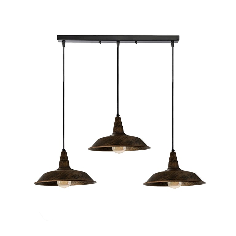 Industrial Vintage 3 Head Brushed Copper Pendant Light - Retro Style Home Decor Lighting