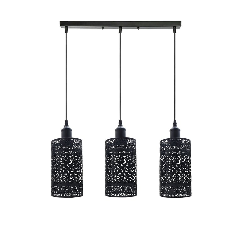 Industrial Modern 3 Way Retro Brushed Silver Cage Ceiling Hanging Pendant Shade E27 Dimmable Light Fixture for Home Decor and Restaurant Use