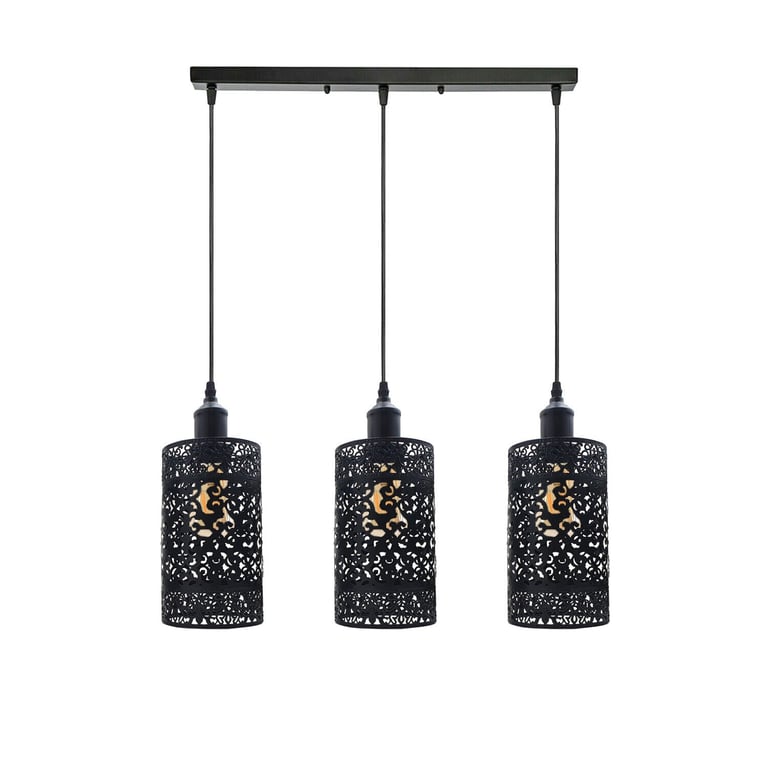 Industrial Modern 3 Way Retro Brushed Silver Cage Ceiling Hanging Pendant Shade E27 Dimmable Light Fixture for Home Decor and Restaurant Use