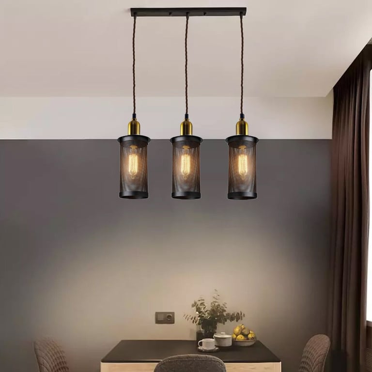 Industrial Vintage Retro Metal 3 Head Pendant Ceiling Lamp - E27 Holder for Home Decor Lighting