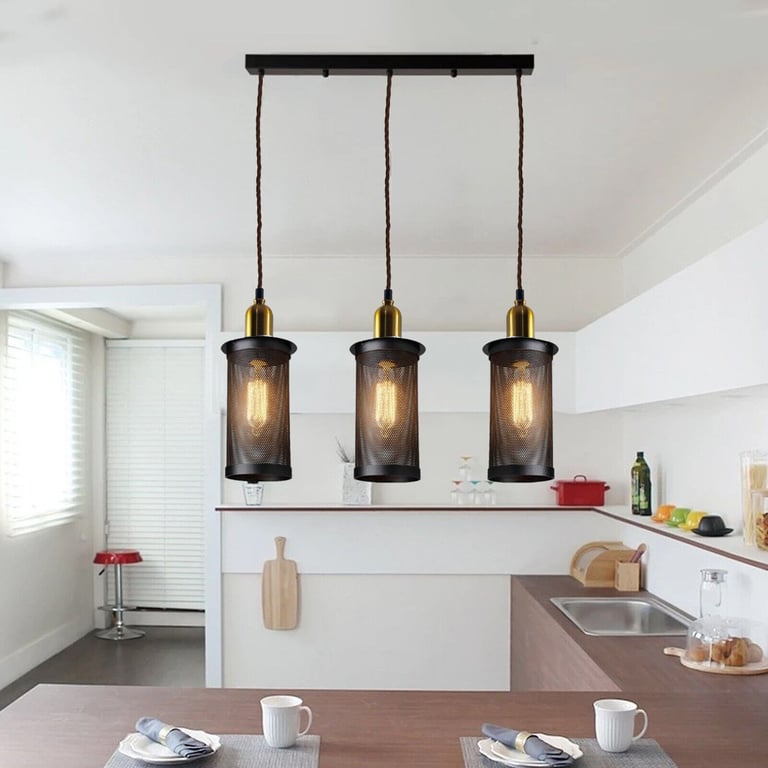 Industrial Vintage Retro Metal 3 Head Pendant Ceiling Lamp - E27 Holder for Home Decor Lighting