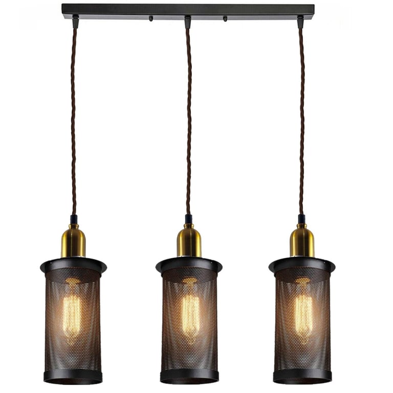 Industrial Vintage Retro Metal 3 Head Pendant Ceiling Lamp - E27 Holder for Home Decor Lighting