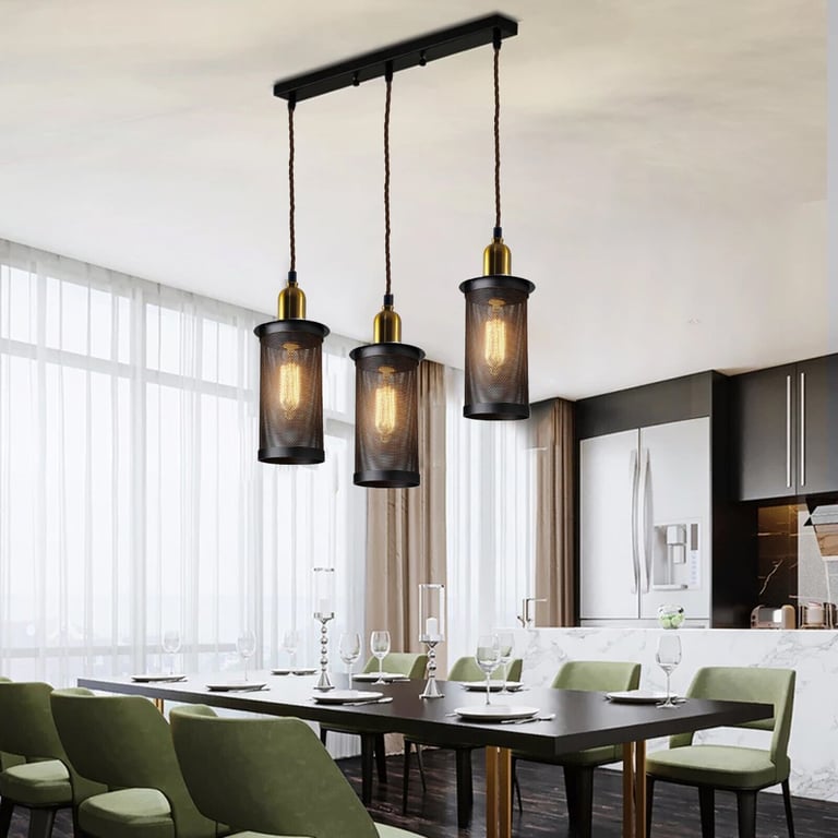 Industrial Vintage Retro Metal 3 Head Pendant Ceiling Lamp - E27 Holder for Home Decor Lighting
