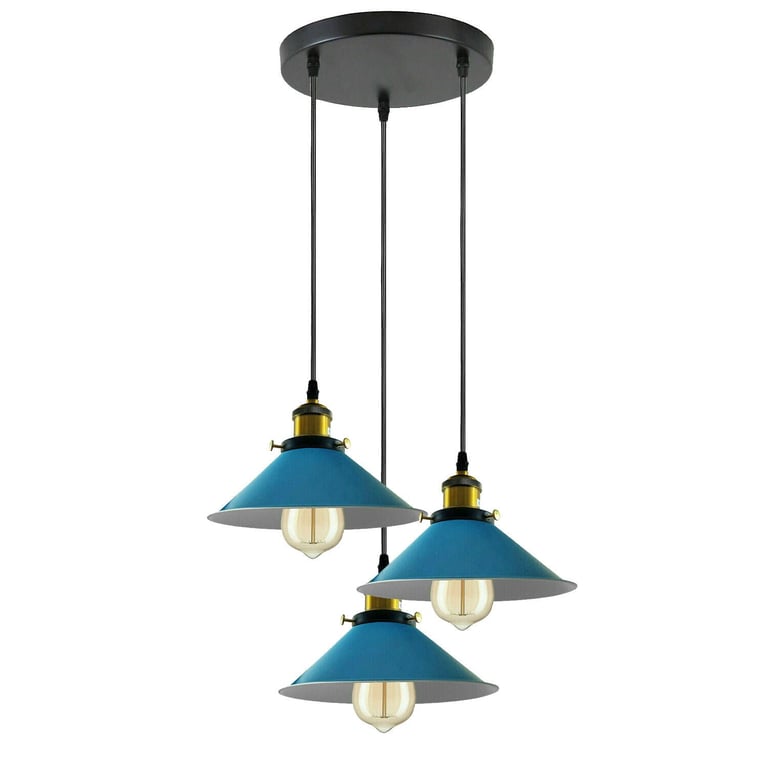 Industrial 3-Head Metal Cone Shade Dimmable Pendant Light - Adjustable Height & Vintage Style