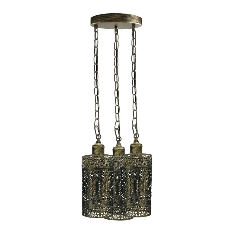 Retro Metal Barrel Cage 3 Way Dimmable Pendant Light Fixture