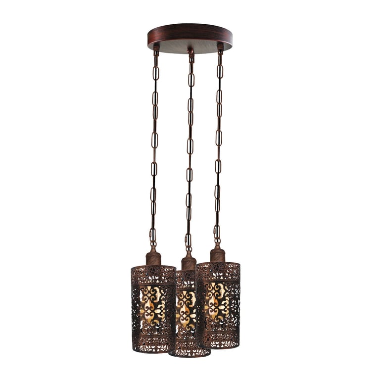 Retro Metal Barrel Cage 3 Way Dimmable Pendant Light Fixture