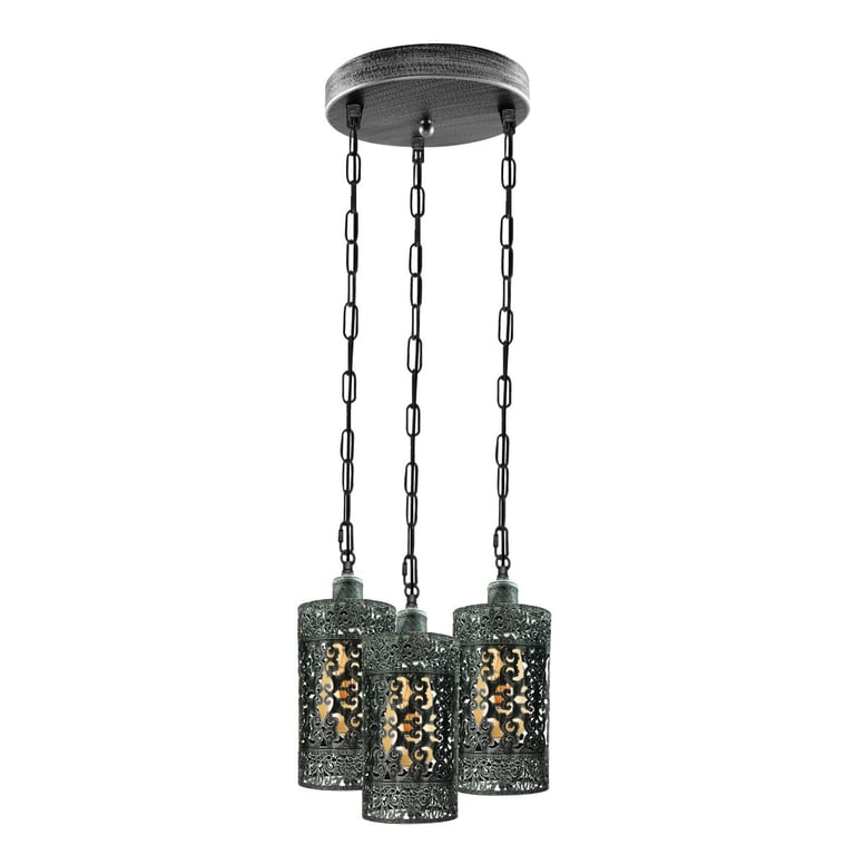 Retro Metal Barrel Cage 3 Way Dimmable Pendant Light Fixture