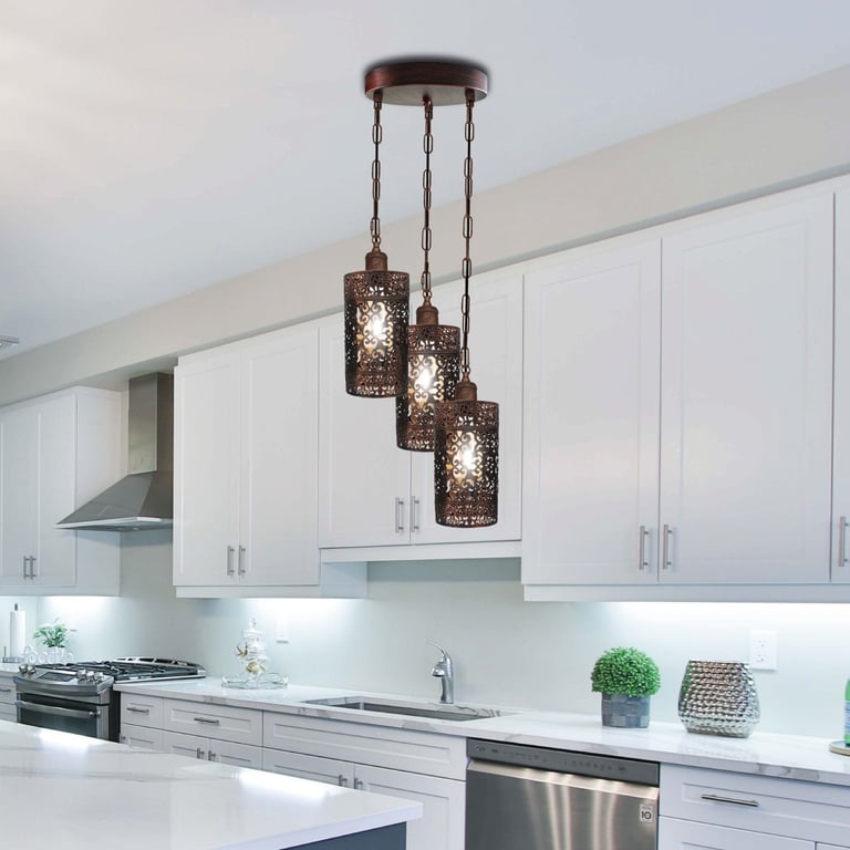 Retro Metal Barrel Cage 3 Way Dimmable Pendant Light Fixture