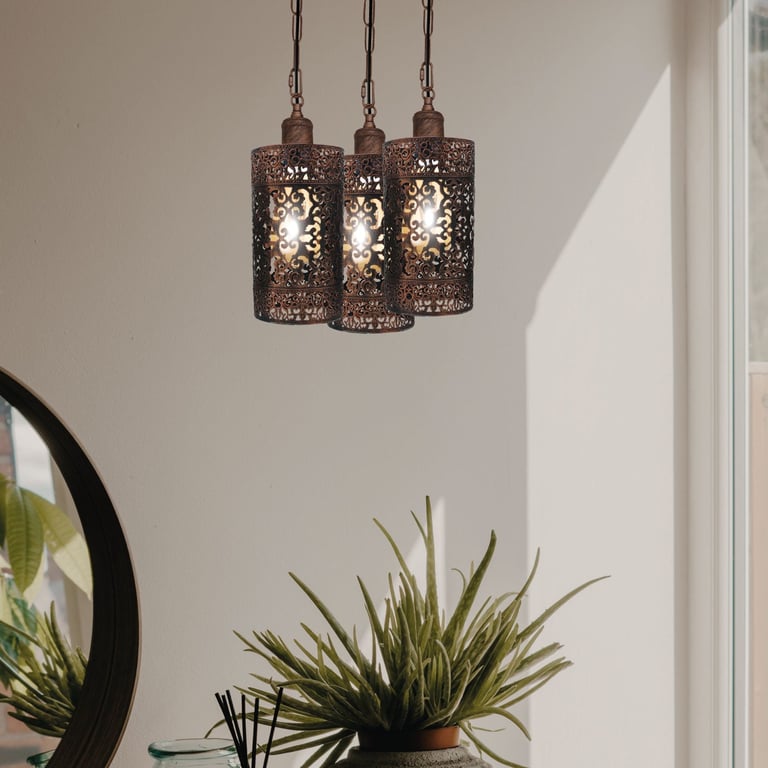 Retro Metal Barrel Cage 3 Way Dimmable Pendant Light Fixture