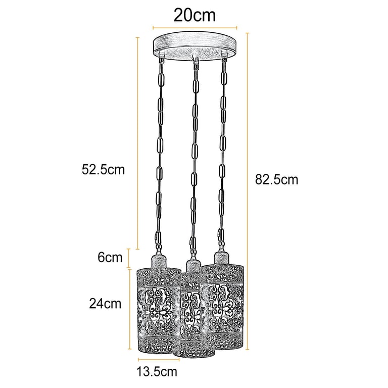 Retro Metal Barrel Cage 3 Way Dimmable Pendant Light Fixture