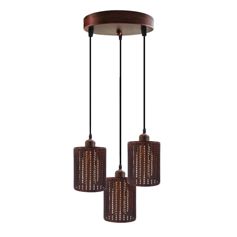 Industrial Vintage Retro 3-Way Dimmable Metal Barrel Cage Pendant Light