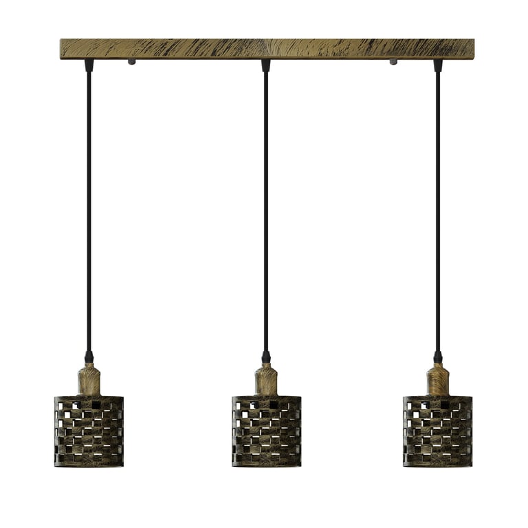 Retro 3 Way Pendant Light - Modern Vintage Design with E27 Base and Dimmable Option