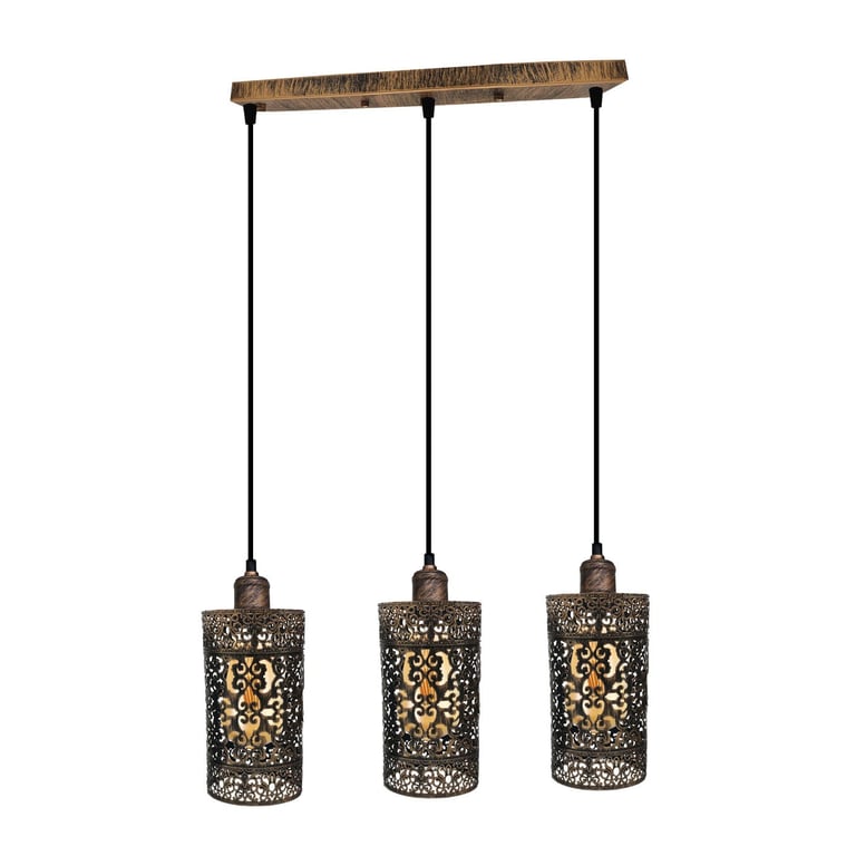 Industrial Vintage 3 Way Dimmable Pendant Light - Brushed Finished Ceiling Fitting