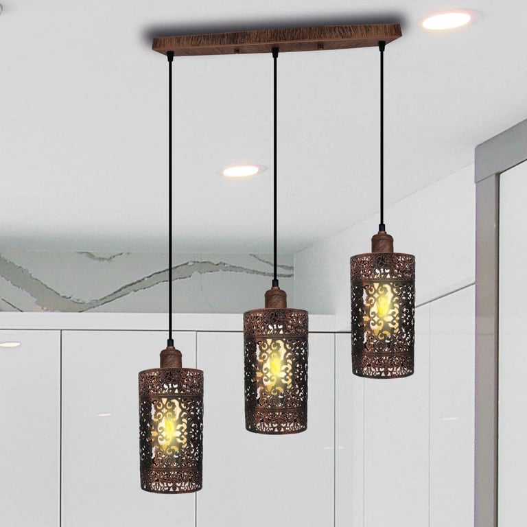 Industrial Vintage 3 Way Dimmable Pendant Light - Brushed Finish & Retro Style