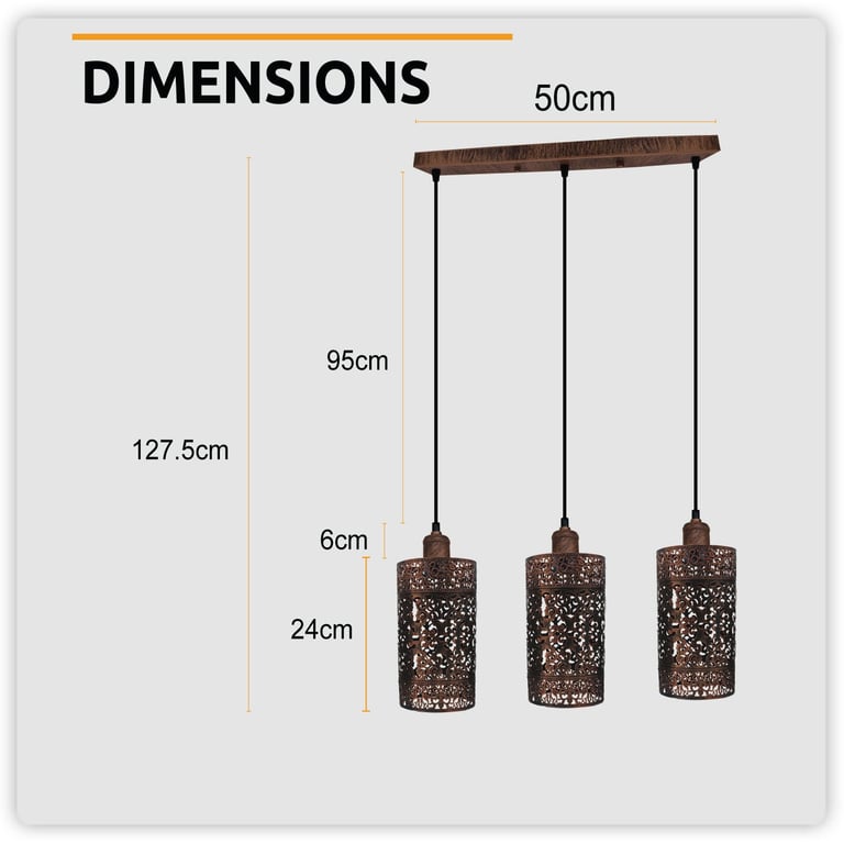 Industrial Vintage 3 Way Dimmable Pendant Light - Brushed Finish & Retro Style