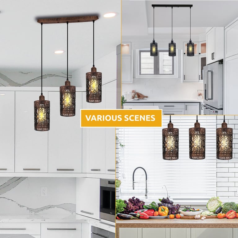 Industrial Vintage 3 Way Dimmable Pendant Light - Brushed Finish & Retro Style