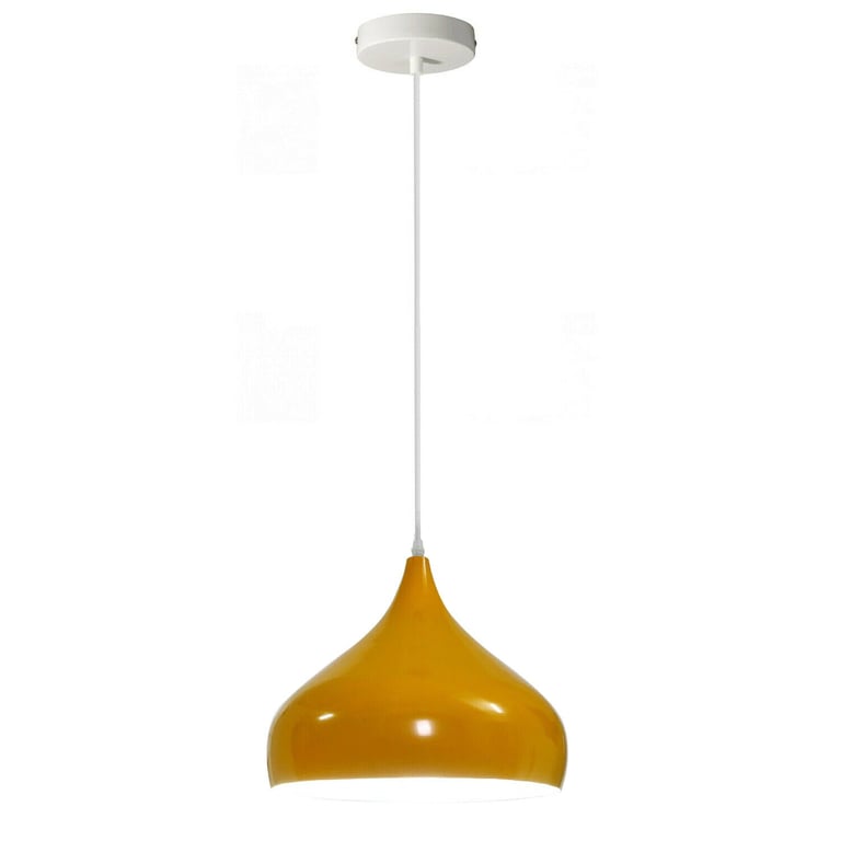 Vintage Industrial Metal Ceiling Yellow Hanging Pendant Light Fixture - Retro Industrial Lighting for Kitchen & Living Room