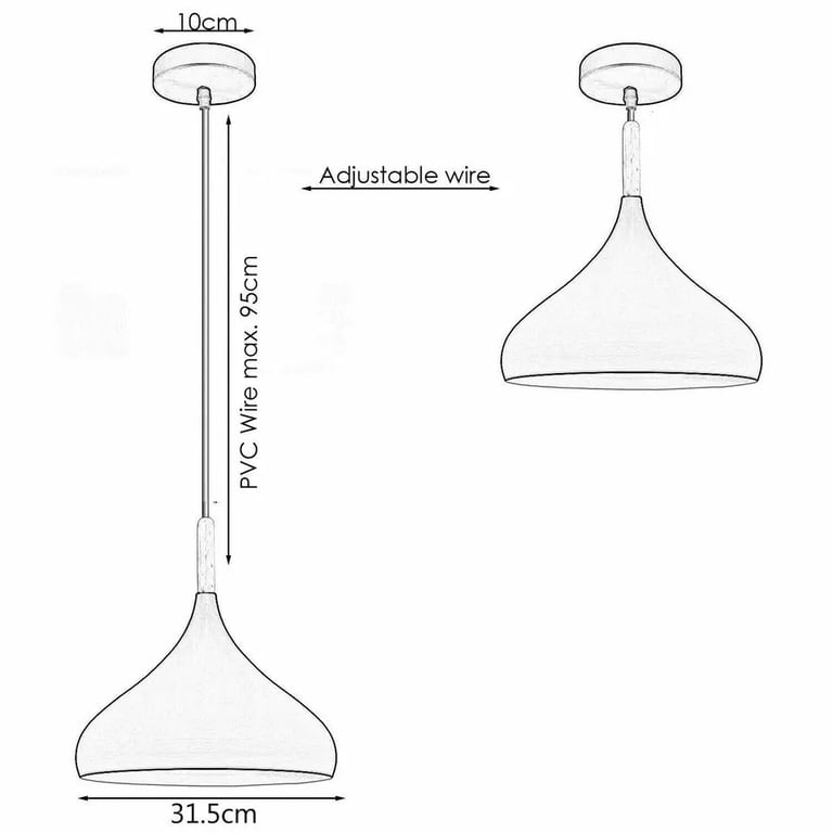 Industrial Metal Vintage Pendant Light - Warm Yellow Hanging Kitchen Ceiling Fixture