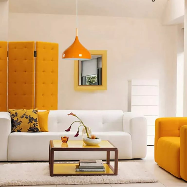 Industrial Metal Vintage Pendant Light - Warm Yellow Hanging Kitchen Ceiling Fixture