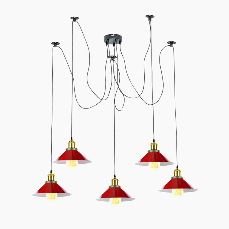 5 Way Chandelier Spider Ceiling Indoor Lamp - Retro Vintage Adjustable Lighting Fixture