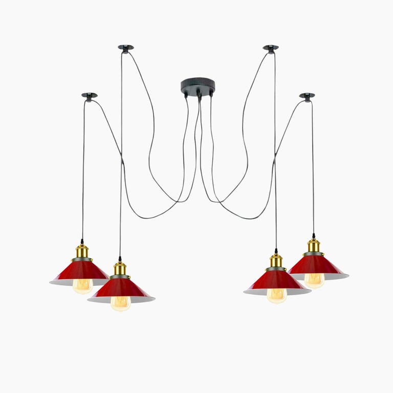 5 Way Chandelier Spider Indoor Ceiling Light - Retro Vintage Metal Fixture