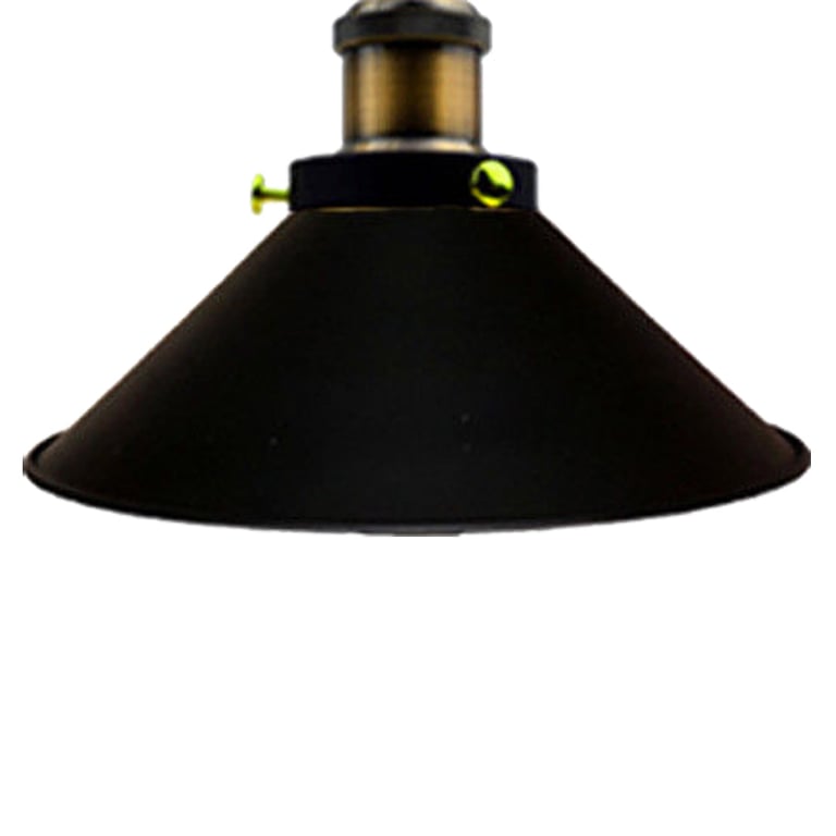 Vintage Industrial Pendant Light - Flat Black Shade & E27 Socket