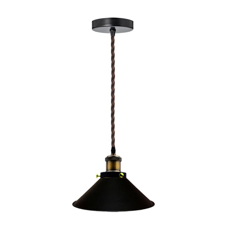 Vintage Industrial Pendant Light - Flat Black Shade & E27 Socket