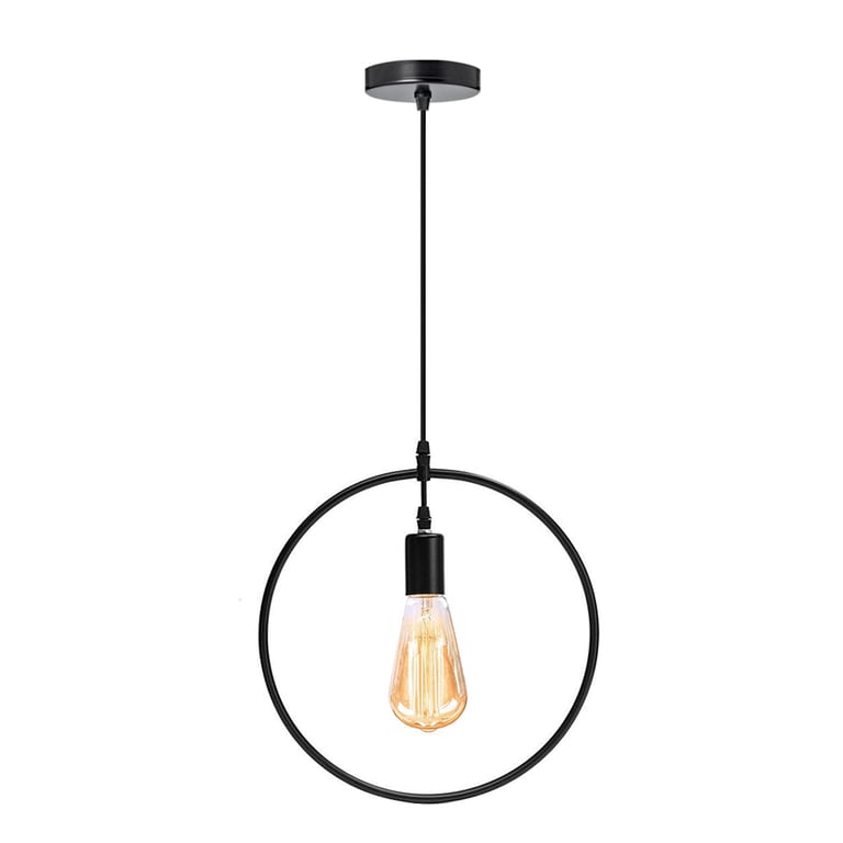 Black Metal Circle Pendant Light - Vintage Modern Kitchen Lighting