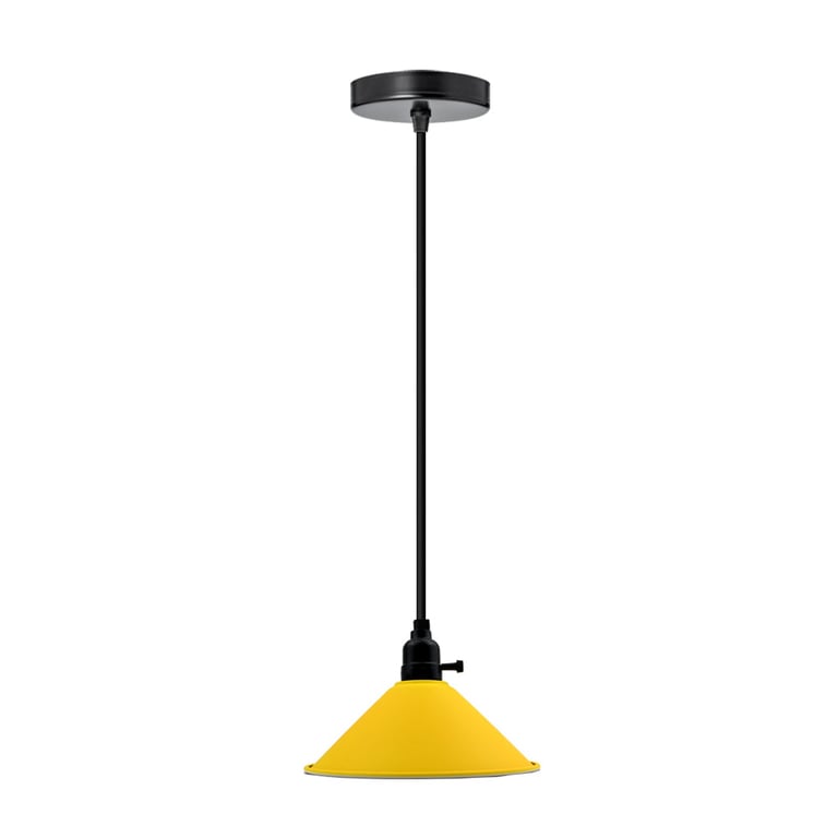 Modern Yellow Pendant Light with Industrial Vintage Charm and Black Wire